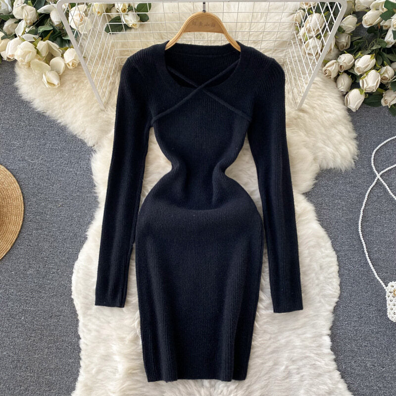 Evilato crisscross knitted bodycon dress